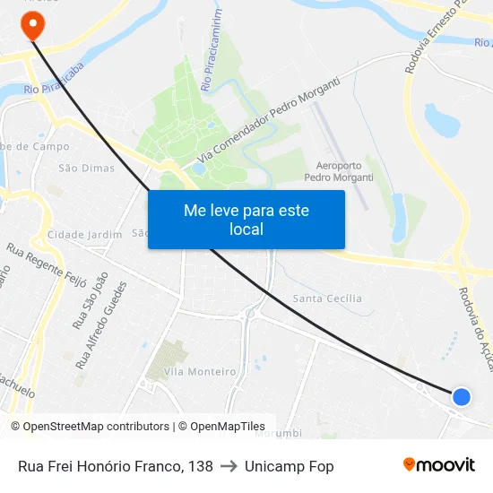 Rua Frei Honório Franco, 138 to Unicamp Fop map