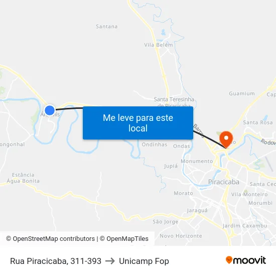 Rua Piracicaba, 311-393 to Unicamp Fop map