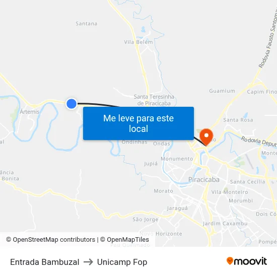 Entrada Bambuzal to Unicamp Fop map