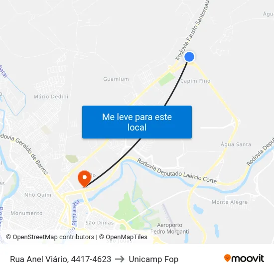 Rua Anel Viário, 4417-4623 to Unicamp Fop map