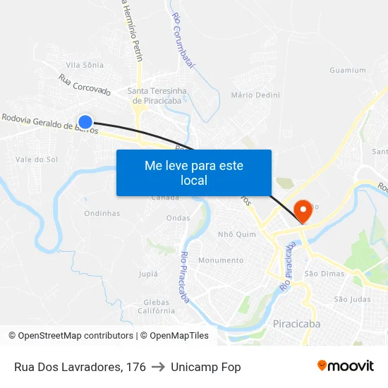 Rua Dos Lavradores, 176 to Unicamp Fop map