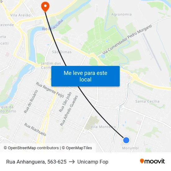 Rua Anhanguera, 563-625 to Unicamp Fop map