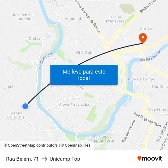 Rua Belém, 71 to Unicamp Fop map
