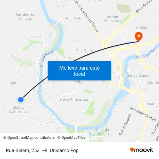 Rua Belém, 253 to Unicamp Fop map