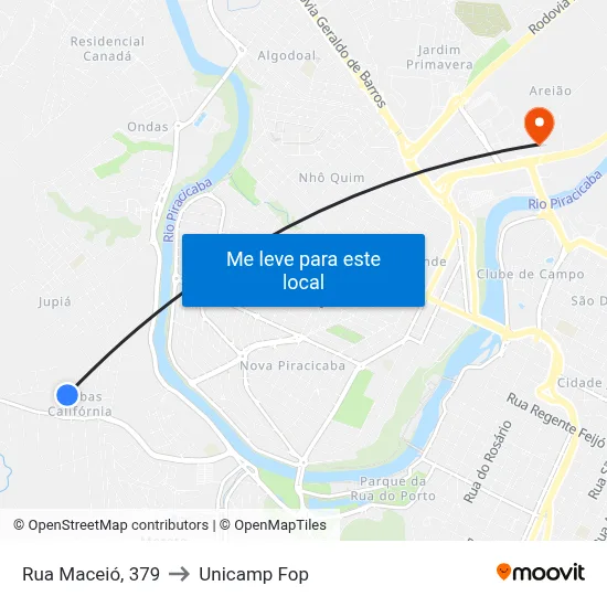 Rua Maceió, 379 to Unicamp Fop map