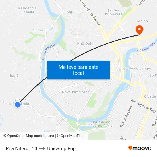 Rua Niterói, 14 to Unicamp Fop map