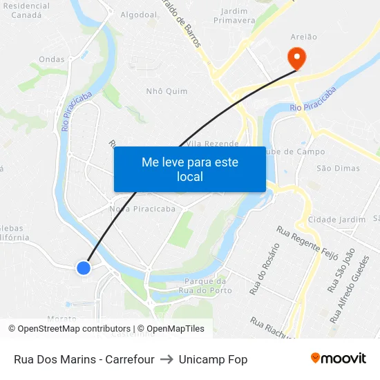 Rua Dos Marins - Carrefour to Unicamp Fop map