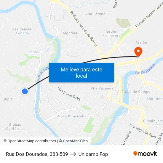 Rua Dos Dourados, 383-509 to Unicamp Fop map