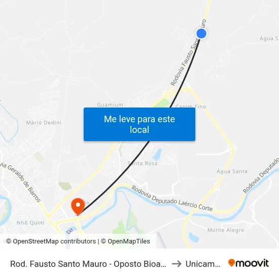Rod. Fausto Santo Mauro - Oposto Bioagri Laboratório to Unicamp Fop map