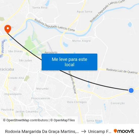 Rodovia Margarida Da Graça Martins, 395 to Unicamp Fop map