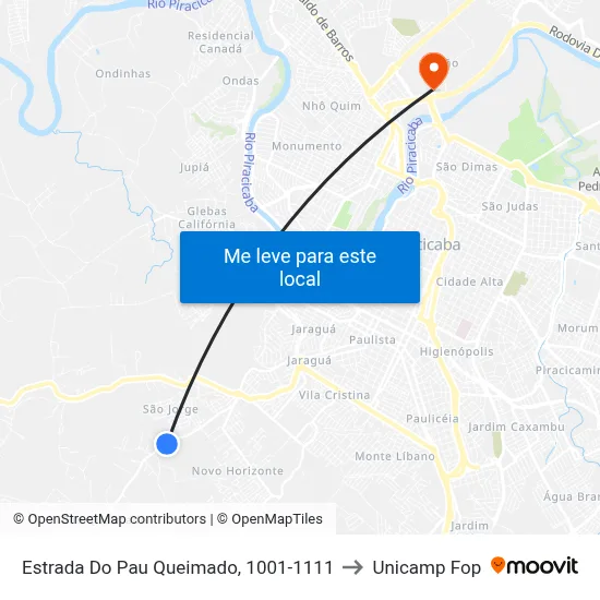 Estrada Do Pau Queimado, 1001-1111 to Unicamp Fop map