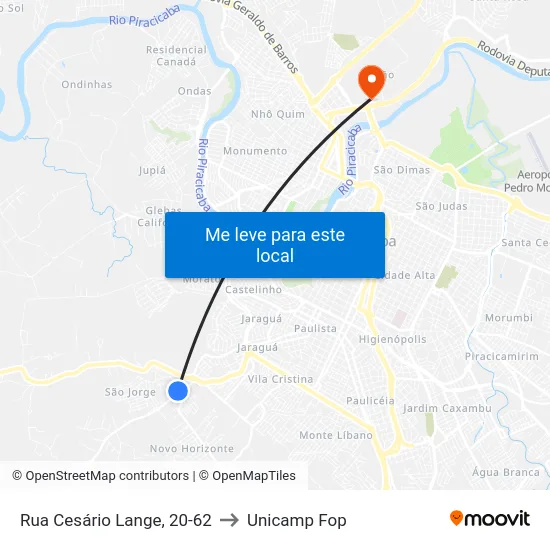 Rua Cesário Lange, 20-62 to Unicamp Fop map