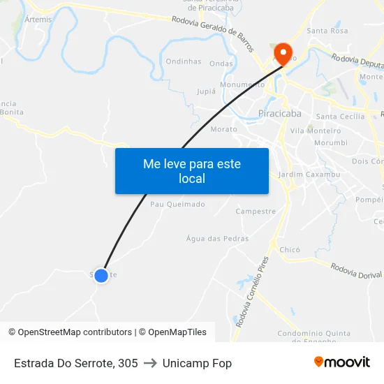 Estrada Do Serrote, 305 to Unicamp Fop map