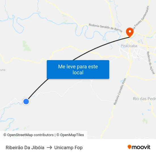 Ribeirão Da Jibóia to Unicamp Fop map