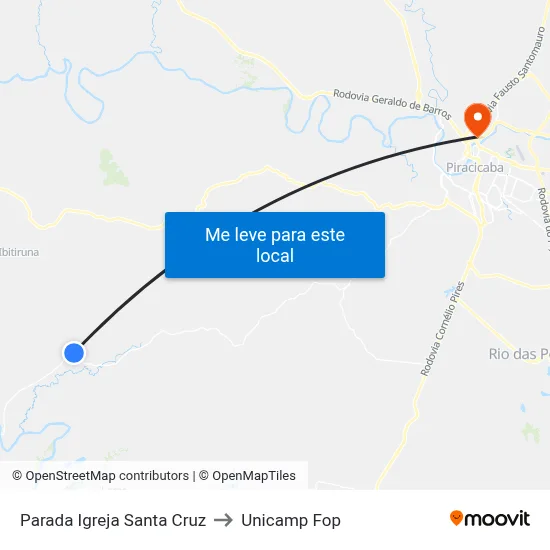 Parada Igreja Santa Cruz to Unicamp Fop map