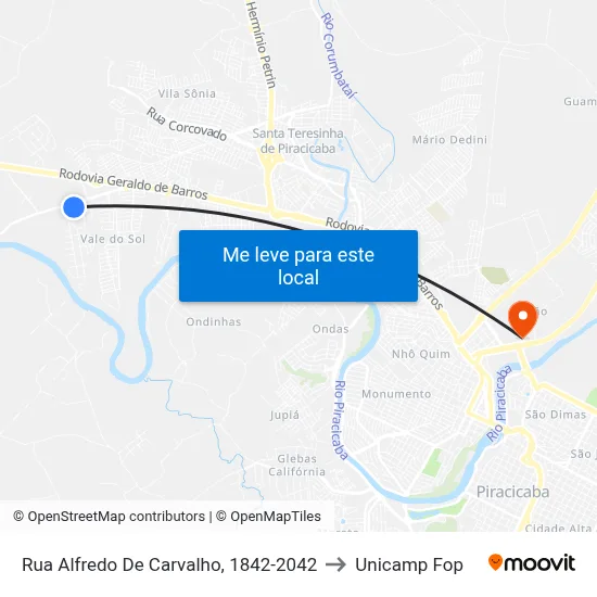Rua Alfredo De Carvalho, 1842-2042 to Unicamp Fop map