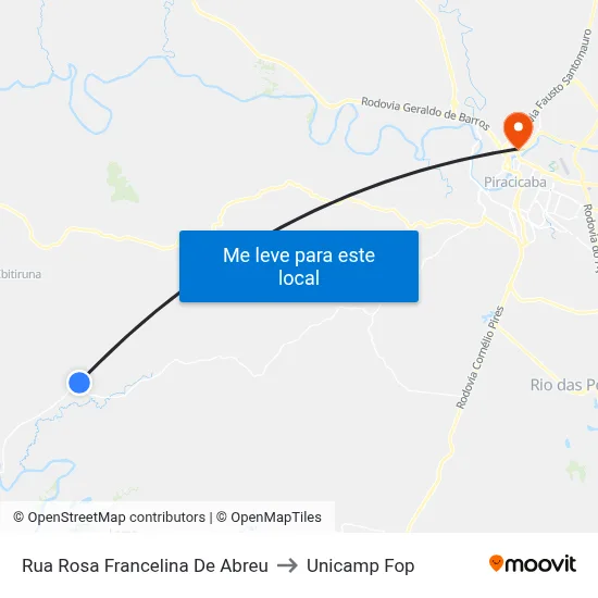 Rua Rosa Francelina De Abreu to Unicamp Fop map
