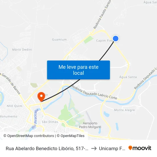 Rua Abelardo Benedicto Libório, 517-775 to Unicamp Fop map