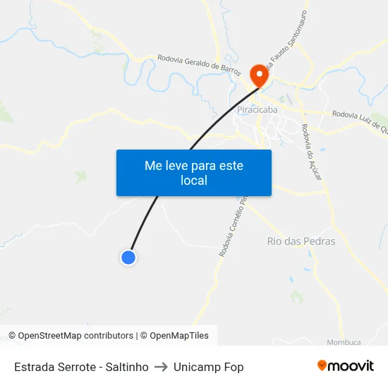 Estrada Serrote - Saltinho to Unicamp Fop map