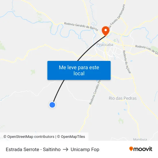 Estrada Serrote - Saltinho to Unicamp Fop map
