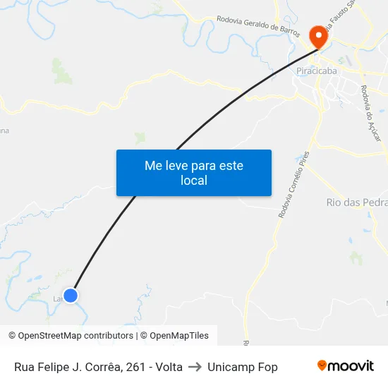 Rua Felipe J. Corrêa, 261 - Volta to Unicamp Fop map
