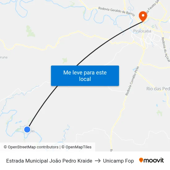 Estrada Municipal João Pedro Kraide to Unicamp Fop map