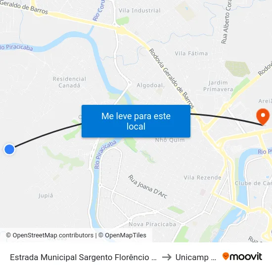 Estrada Municipal Sargento Florêncio Ferreira to Unicamp Fop map