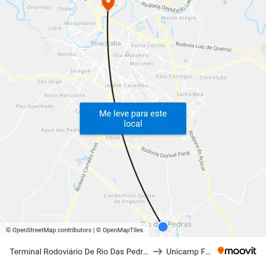Terminal Rodoviário De Rio Das Pedras to Unicamp Fop map