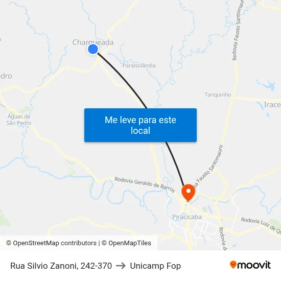 Rua Silvio Zanoni, 242-370 to Unicamp Fop map