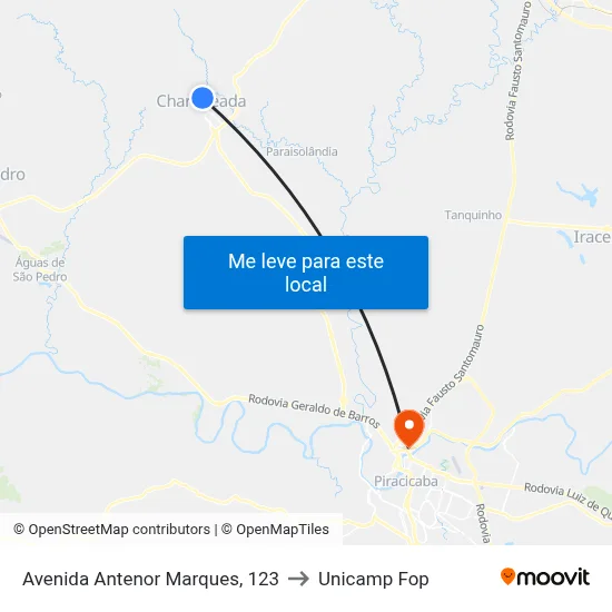 Avenida Antenor Marques, 123 to Unicamp Fop map
