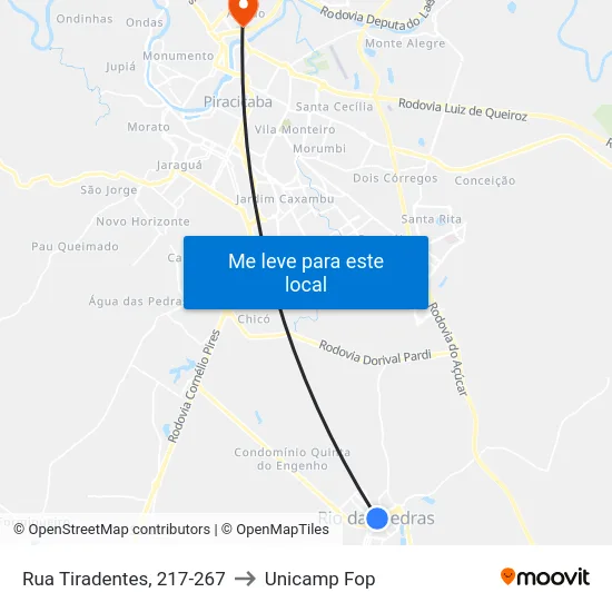 Rua Tiradentes, 217-267 to Unicamp Fop map