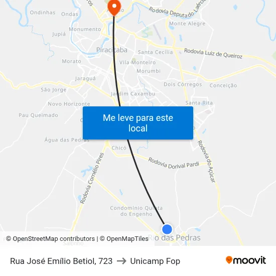 Rua José Emílio Betiol, 723 to Unicamp Fop map