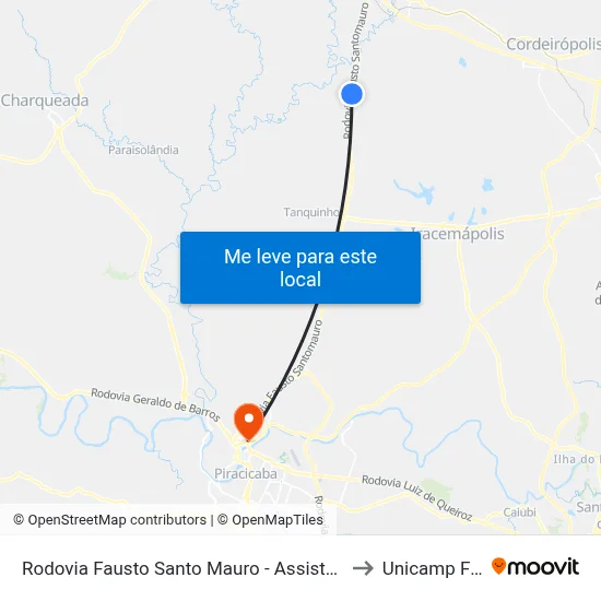 Rodovia Fausto Santo Mauro - Assistência to Unicamp Fop map
