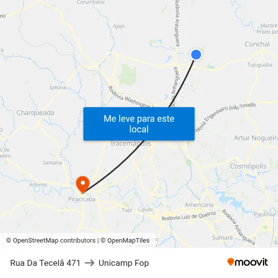 Rua Da Tecelã 471 to Unicamp Fop map