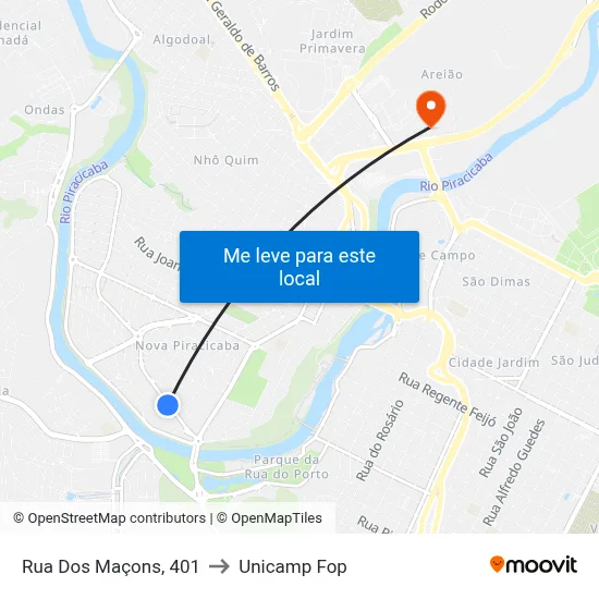 Rua Dos Maçons, 401 to Unicamp Fop map