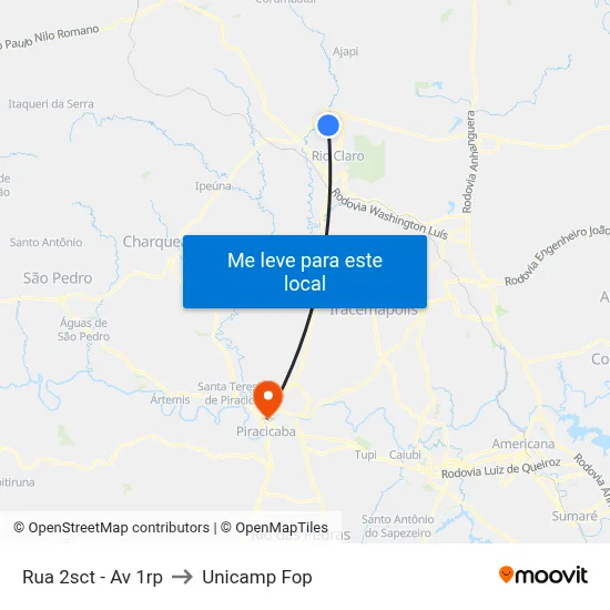 Rua 2sct - Av 1rp to Unicamp Fop map