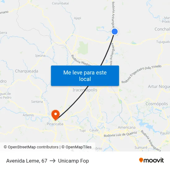 Avenida Leme, 67 to Unicamp Fop map