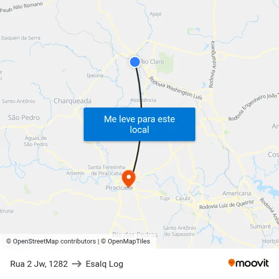 Rua 2 Jw, 1282 to Esalq Log map