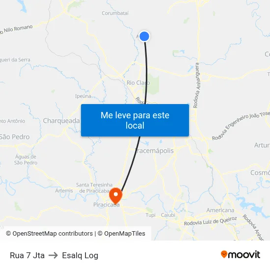 Rua 7 Jta to Esalq Log map