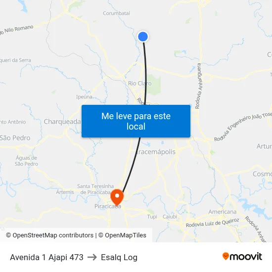 Avenida 1 Ajapi 473 to Esalq Log map