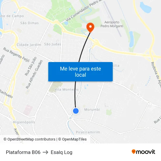 Plataforma B06 to Esalq Log map