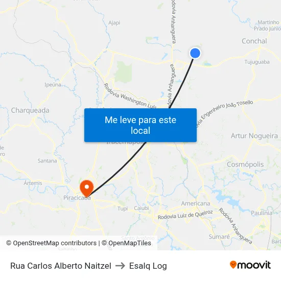 Rua Carlos Alberto Naitzel to Esalq Log map