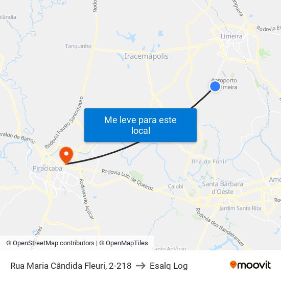 Rua Maria Cândida Fleuri, 2-218 to Esalq Log map