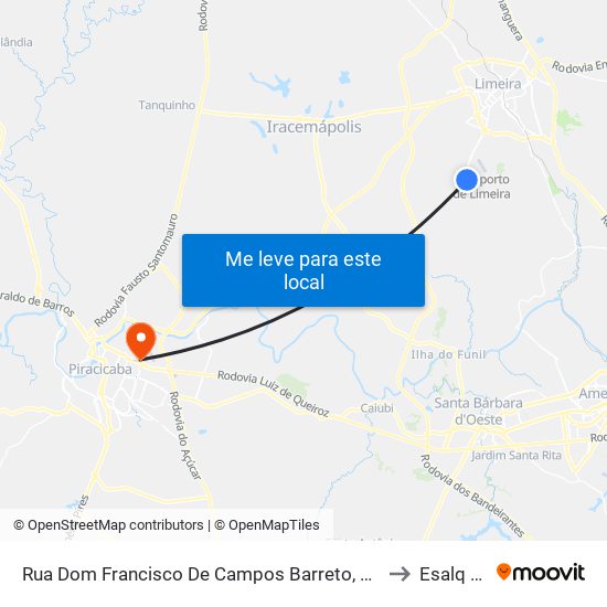 Rua Dom Francisco De Campos Barreto, 3015-3103 to Esalq Log map