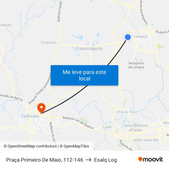 Praça Primeiro De Maio, 112-146 to Esalq Log map