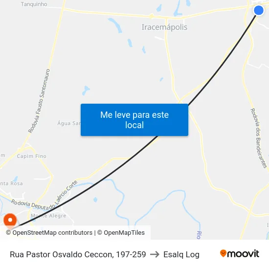 Rua Pastor Osvaldo Ceccon, 197-259 to Esalq Log map