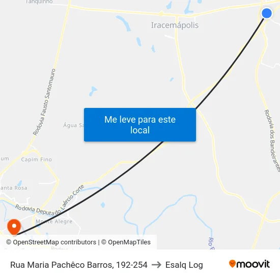 Rua Maria Pachêco Barros, 192-254 to Esalq Log map