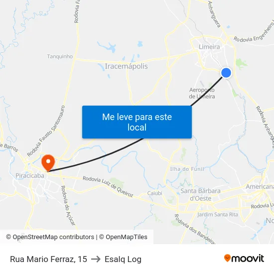 Rua Mario Ferraz, 15 to Esalq Log map