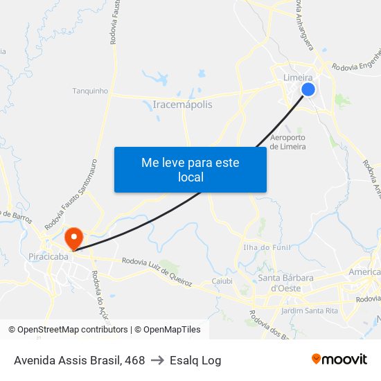 Avenida Assis Brasil, 468 to Esalq Log map