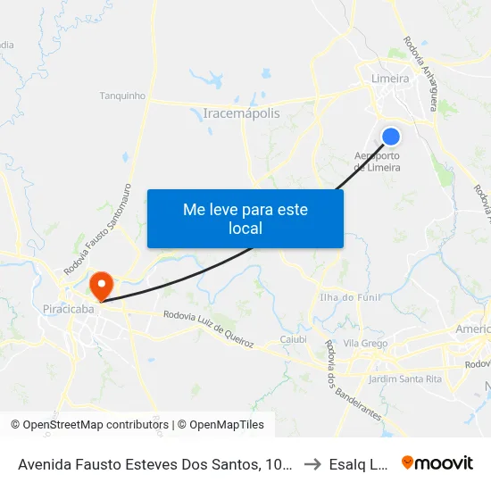 Avenida Fausto Esteves Dos Santos, 1028 to Esalq Log map